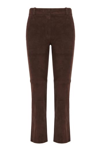 Jen stretch suede trousers in mud brown