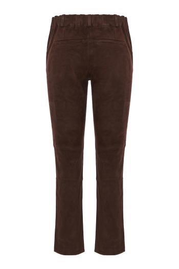 Jen stretch suede trousers in mud brown