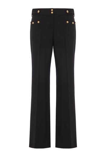 Pleated wool gabardine pants in black
