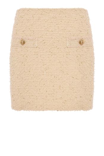 Tweed knit mini skirt in beige