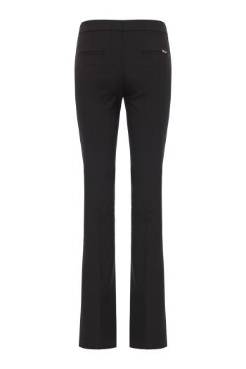 Tailored wool-blend straight-leg pants in black