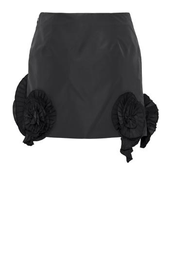 Flounced taffeta mini skirt in black
