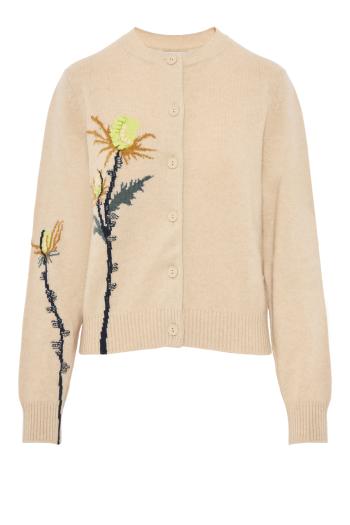 Bubble knit cashmere cardigan in canvas