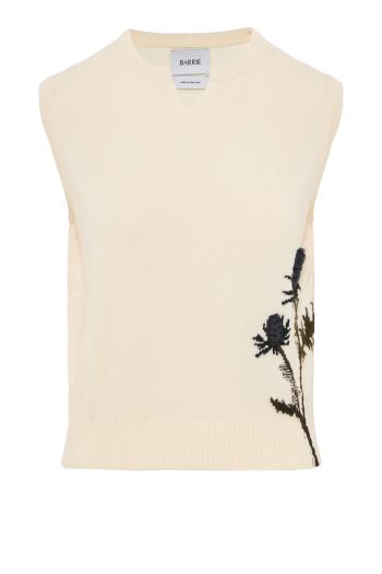 Bubble knit cashmere top in gesso