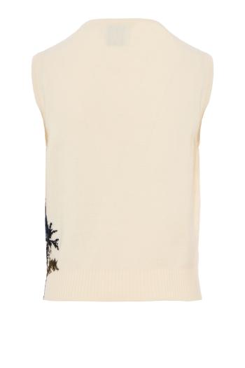 Bubble knit cashmere top in gesso