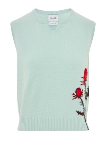 Bubble knit cashmere top in turquoise
