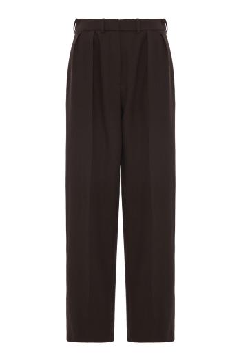 Straight-leg wool-blend pants in dark brown