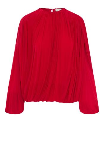 Cupro bubble blouse in red
