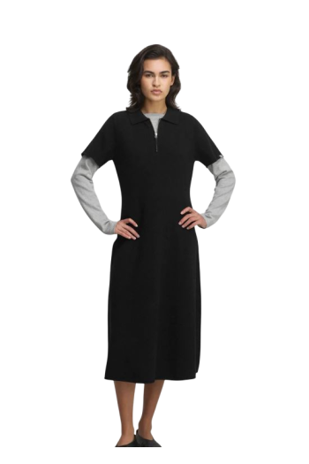 No497 Georgia cashmere-blend midi dress in raven