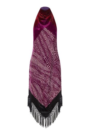 New Myra fringed velvet maxi dress in fuchsia