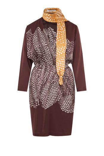 Sam printed silk satin midi dress in brown