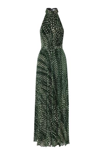 Giovanna closed devoré silk velvet maxi dress in green