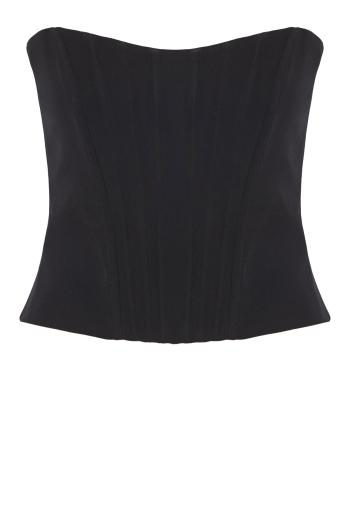 Elena strapless crepe cady top in black