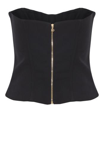 Elena strapless crepe cady top in black