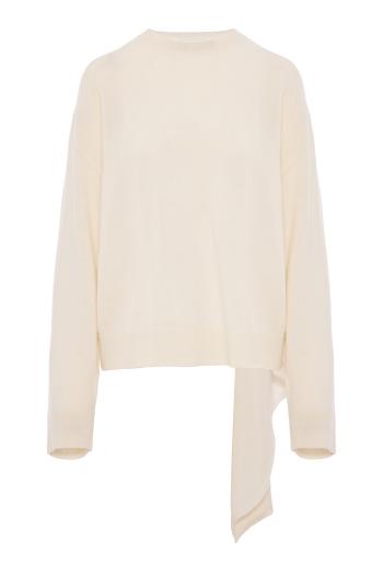 Addison wool and cashmere knit scarf top in white