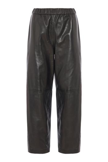 Leather carrot pants in charcoal