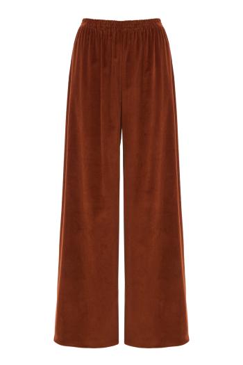 Cotton corduroy wide-leg pants in burnt sienna