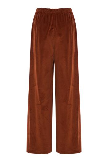 Cotton corduroy wide-leg pants in burnt sienna