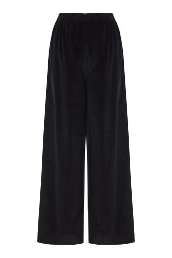Cotton corduroy wide-leg pants in black