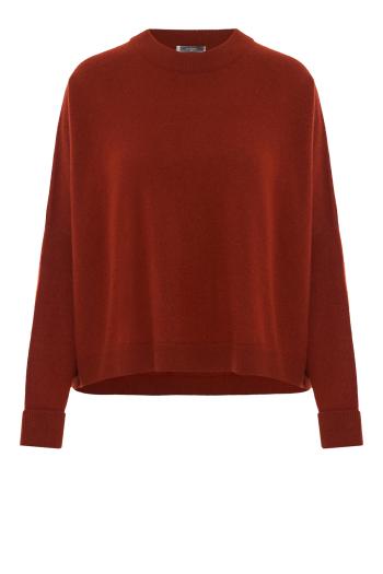 Cashmere crew neck sweater in saffron