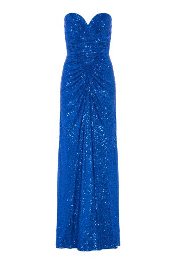 ΦΟΡΕΜΑ STRAPLESS SEQUINED DRAPED LONG