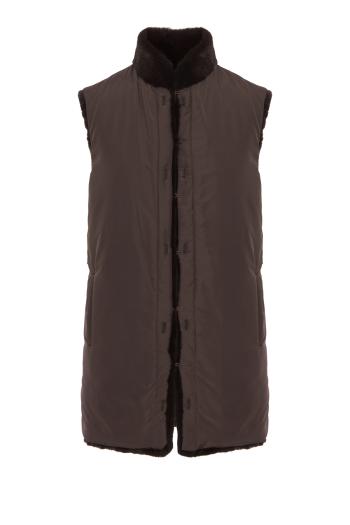 Cashmere and plucked mink gilet in black