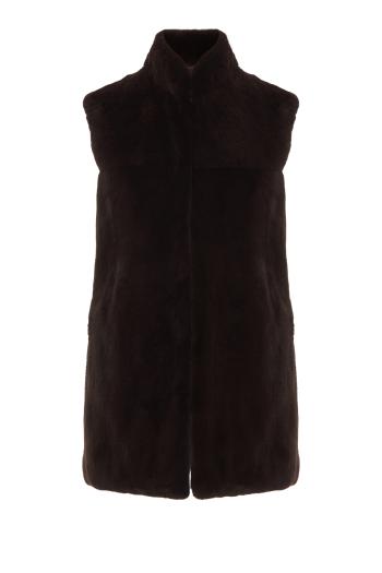 Cashmere and plucked mink gilet in black