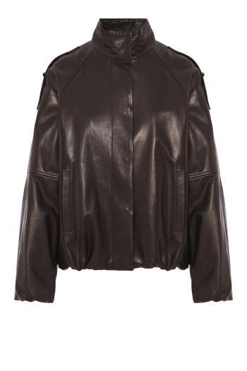 Moon nappa leather bomber jacket in black