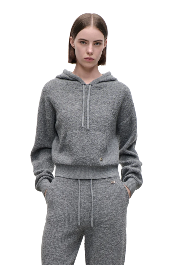 Lana wool-blend hoodie in mid grey marl