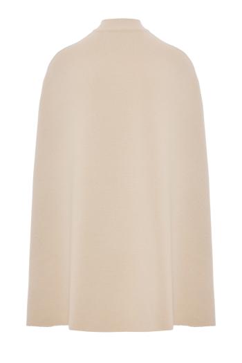 Zip-front cashmere cape in stucco