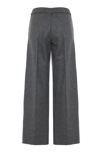 Wool knit wide-leg pants in ash grey