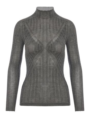 Ribbed cashmere and silk sweater in koala