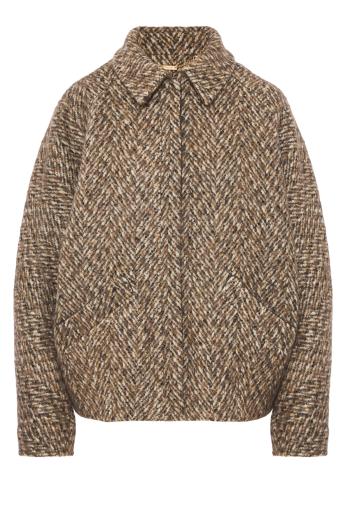 Cropped wool-blend coat in beige