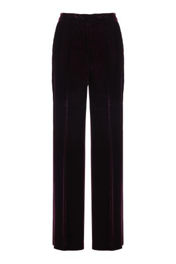 Wide-leg velvet pants in bordeaux