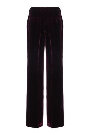 Wide-leg velvet pants in bordeaux