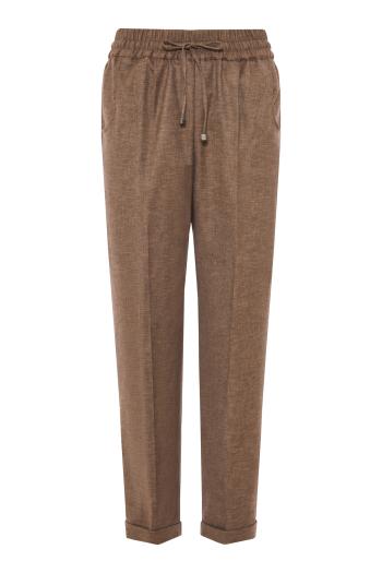 Wool-blend drawstring pants in beige