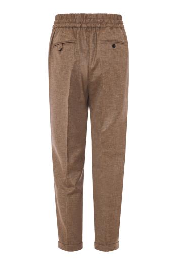 Wool-blend drawstring pants in beige