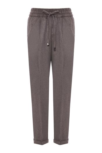 Cashmere-blend drawstring pants in taupe