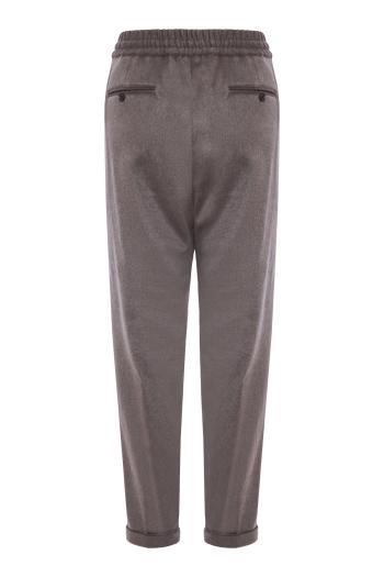 Cashmere-blend drawstring pants in taupe