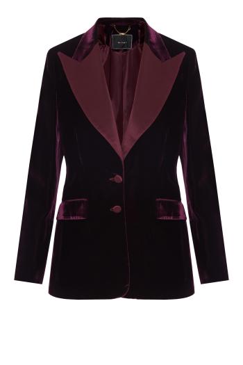 Single-breasted velvet blazer in bordeaux