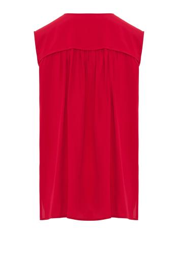 Ruffled silk-blend top in ruby