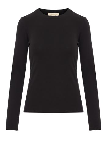 Emelie ribbed cotton top in black