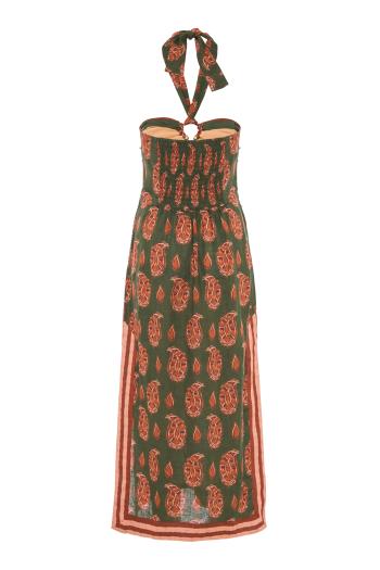 Desert Heart linen ankle dress in green