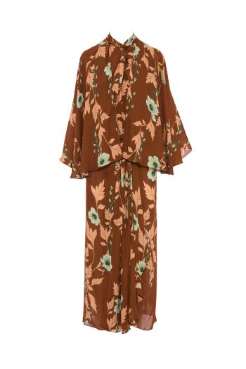 Cape Town silk ankle dress in caramel