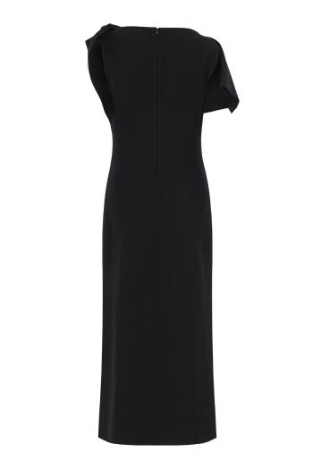 Wool-blend knit midi dress in black