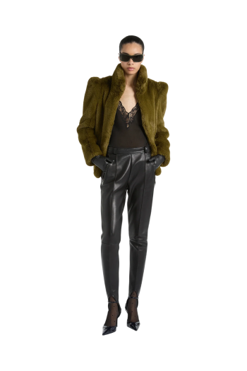 Stirrup lambskin pants in black