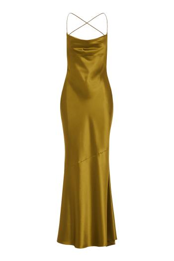 Lukka satin gown in basil