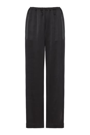 Satin wide-leg pants in black