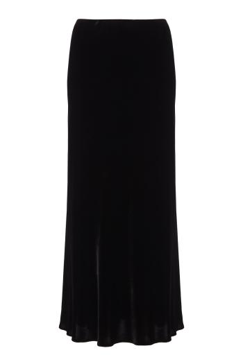 Bias-cut velvet skirt in black