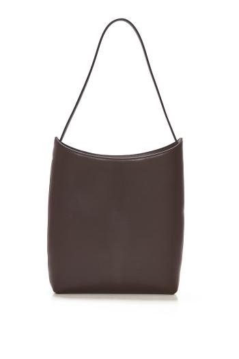 Alma smooth leather shoulder bag in dark brown
